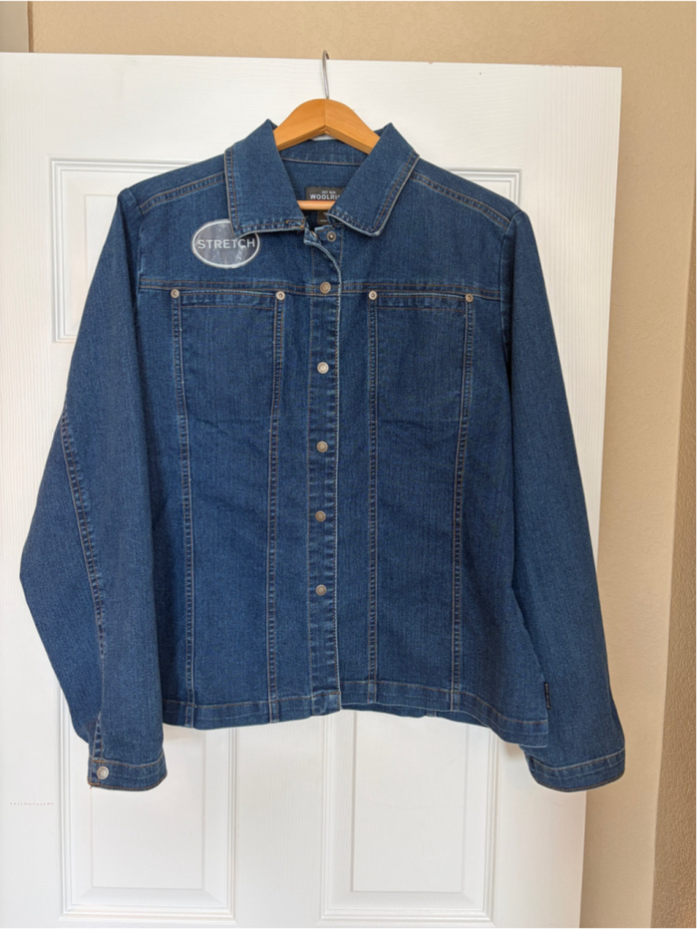 NWOT Woolrich Stretch Jean Jacket Women’s Large Americana Workwear Chic U9